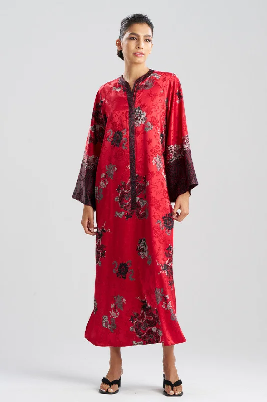 Eco-Friendly Organic Lingerie for Women Imperial Dragon Jacquard Zip Caftan