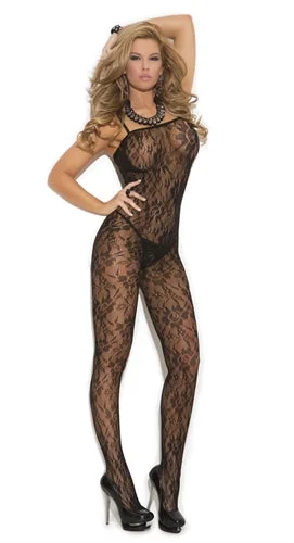 Anti - static stockings to prevent static clingRose Lace Body Stocking - One Size - Black