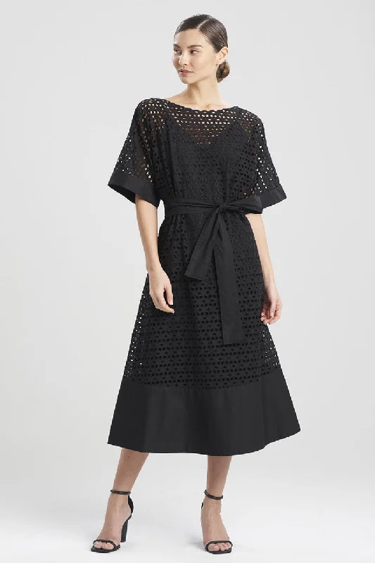 Tiered sexy dresses for a flouncy and feminine appearanceCotton Eyelet Boatneck Dress
