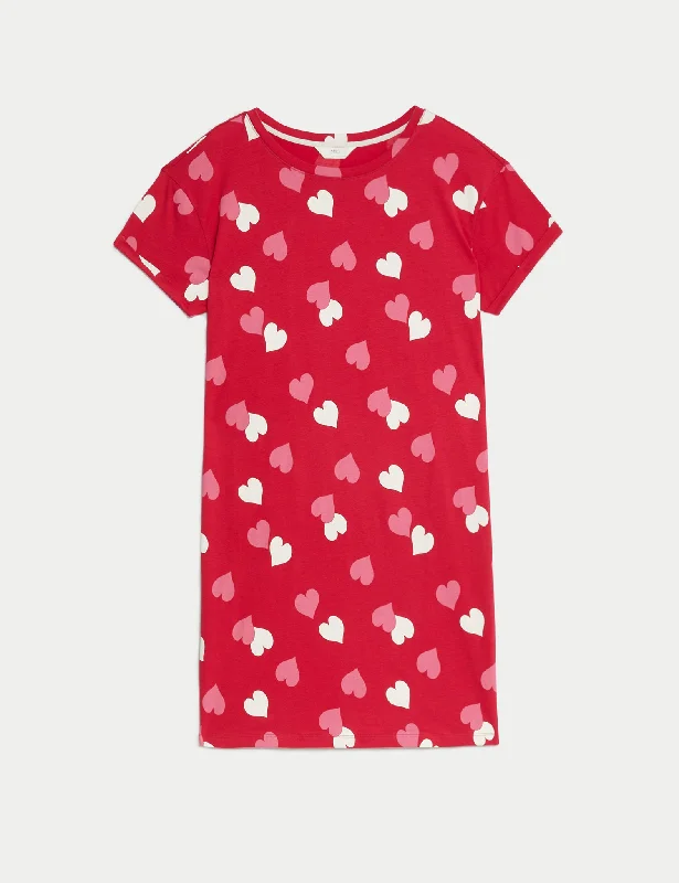 Sexy club dresses for a night of dancingPure Cotton Heart Print Nightdress