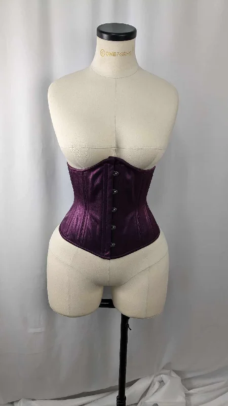 Moisture - wicking corsets for active lifestylesLiquid Purple Satin Steel Boned Low Curve Mid Hip Underbust Corset
