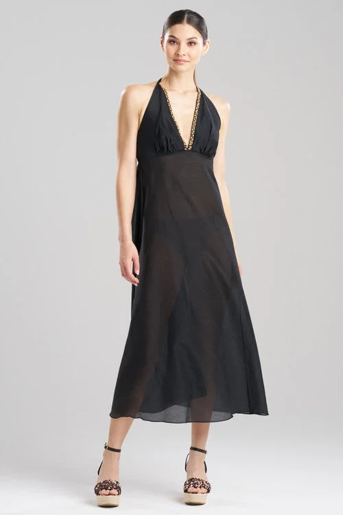 Sexy prom dresses for a memorable nightCotton Silk Voile Beaded Sheer Halter Dress