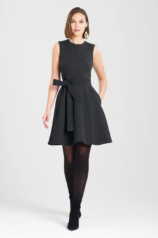 Sexy dresses with cut - outs on the sideTextured Cotton Jacquard Fit & Flare Dress