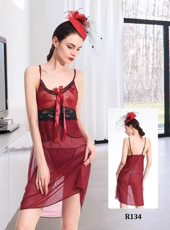 Women's Thermal Lingerie for Cold Weather Babesa Short Romantic  Nighty For Women - R134