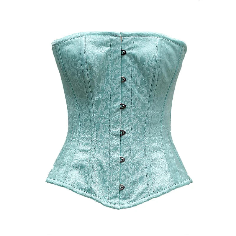 Neoprene corsets for a stretchy and form - fitting styleKarr Light Sea Green Satin brocade Overbust Corset