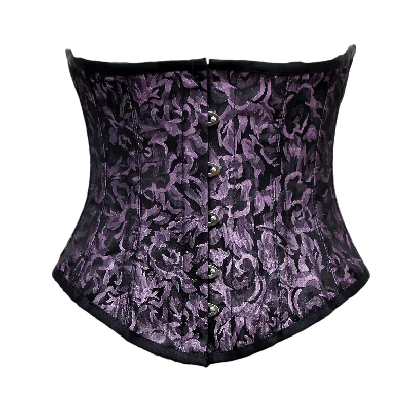 Multicolored bustiers with a vibrant and playful designBeryl Lilac Black Brocade Steel Boned Underbust Corset