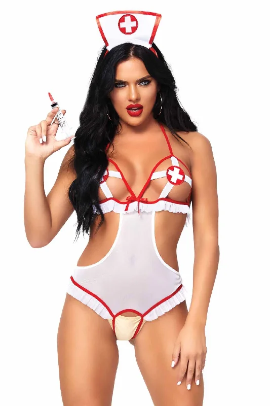 Women's Fantasy Lingerie for Cosplay Events2 Piece Naughty Nurse Costume Set