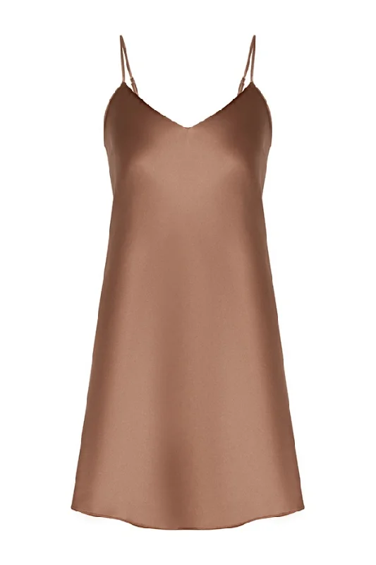 Mesh - paneled sexy dresses for a hint of skinDream Silk Dress - Light Brown