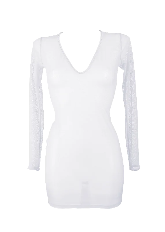 Mermaid - style sexy gowns for a glamorous effectDress Long Sleeve Cover-Up / SUNSET DRESS SWIM WHITE