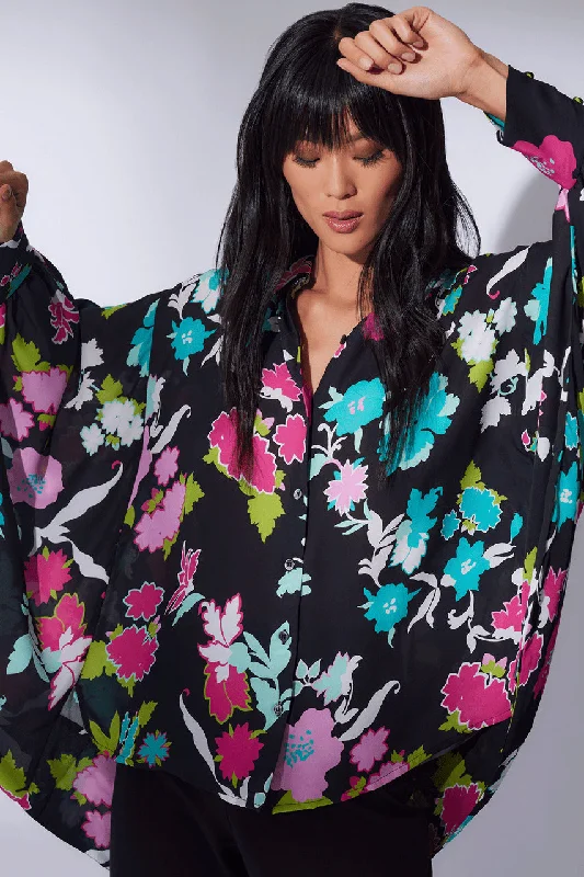 Breathable Bamboo Lingerie for Women Tangier Printed Silk Georgette Top