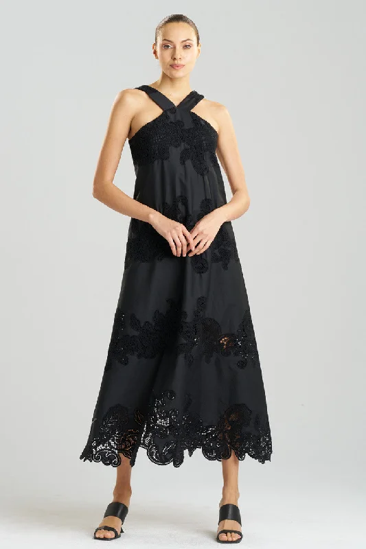 White sexy dresses for a pure and innocent charmMadeira Cutwork Embroidered Halter Dress
