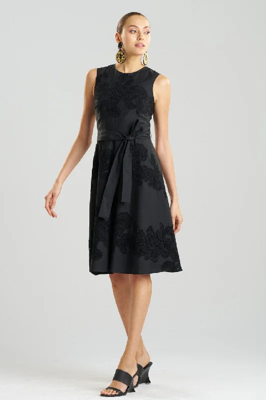 Satin sexy dresses with a shiny finishMadeira Cutwork Embroidered Fit & Flare Dress