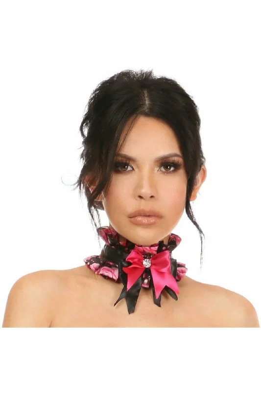 Cosplay Lingerie for WomenSexy Pink Floral Satin Costume Choker