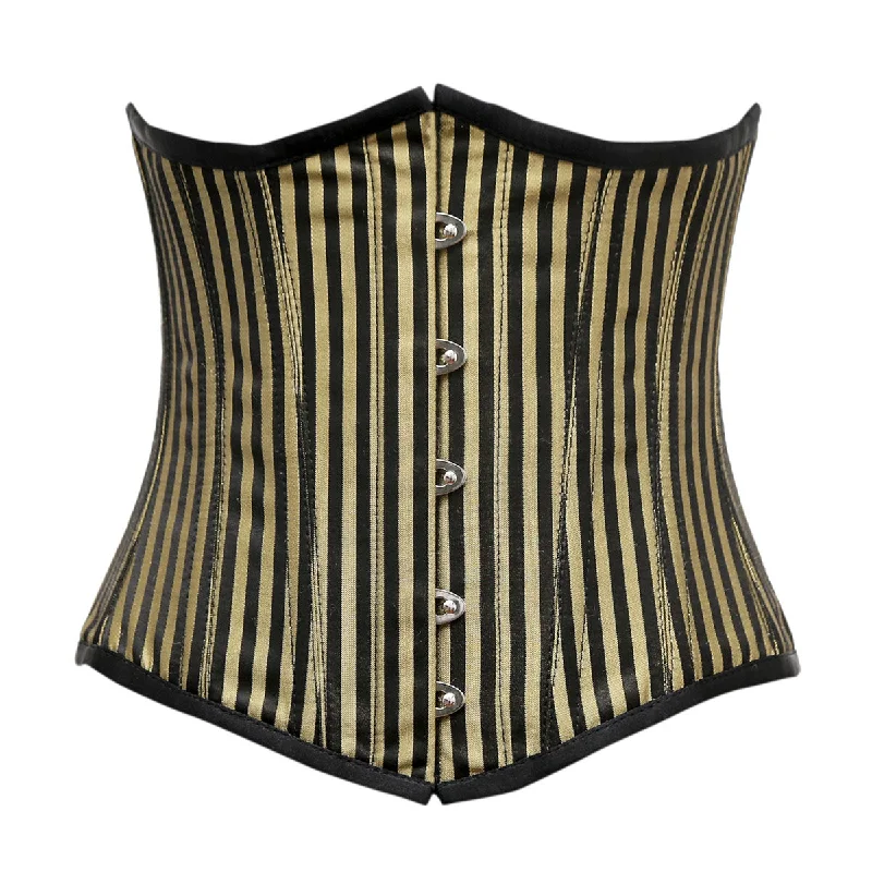Polka - dot bustiers for a fun and retro appearanceDelort Black Gold Brocade Underbust Corset