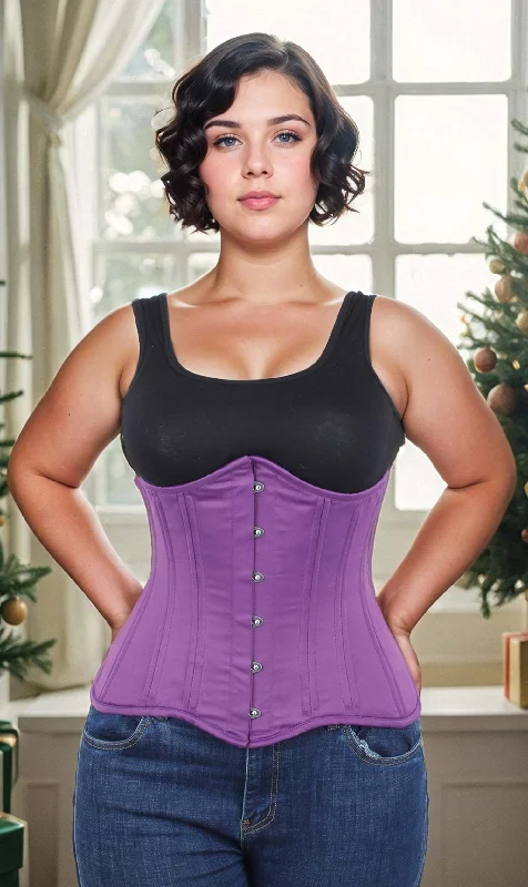 Satin corsets with a shiny and elegant finishUnderbust Plus Size Purple Taffeta Long Corset Satin corsets with a shiny and elegant finishUnderbust Plus Size Purple Taffeta Long Corset