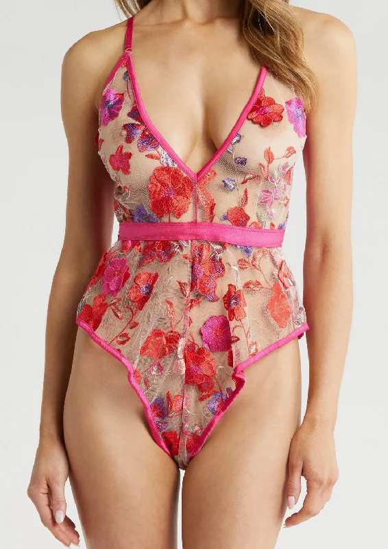 Women's Shapewear Lingerie SetsKILO BRAVA TEDDY: BRIGHT PINK 3D FLORAL
