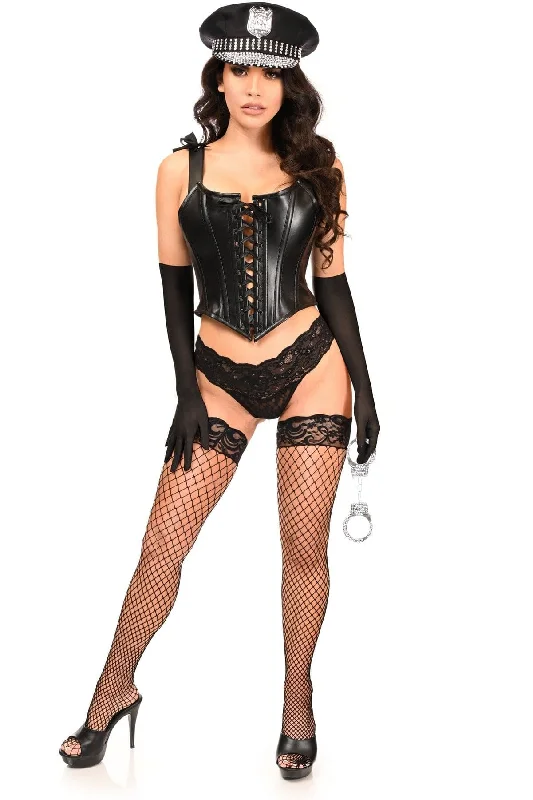 Women's Fantasy Cosplay NightwearSexy Four Piece Faux Leather Cop Corset Costume