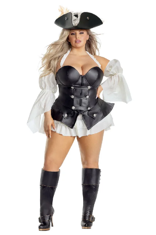 Superhero Themed Cosplay Lingerie for WomenPlus Size Black Pearl Pirate Costume