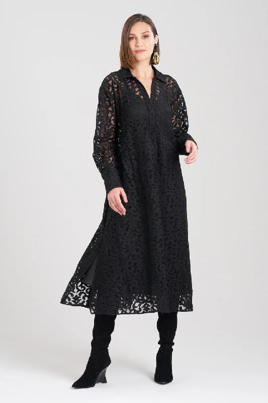 Sexy sheath dresses with a sheer panelScroll Lace Oversized Dress