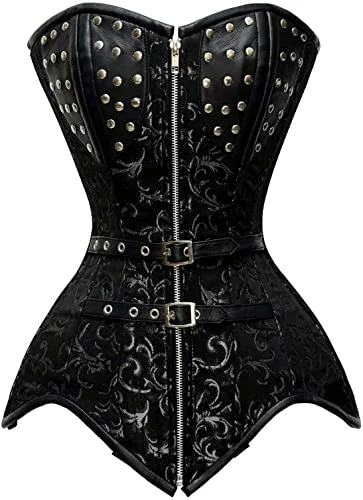 Black bustiers for a classic and versatile lookMirias Brocade Steel Boned Overbust Corset