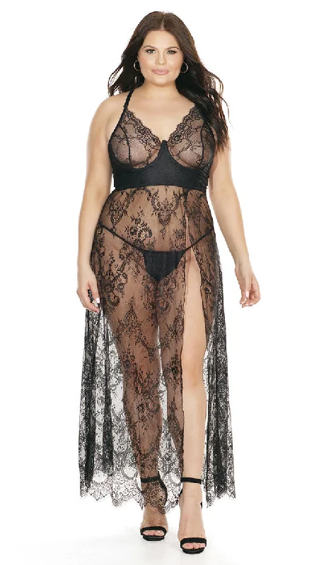 Women's Corset Style Lingerie Plus Size Bedroom Eyes Lace Gown