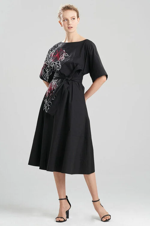 Ruffled sexy dresses for a playful lookCotton Poplin Embroidered Belted Dress