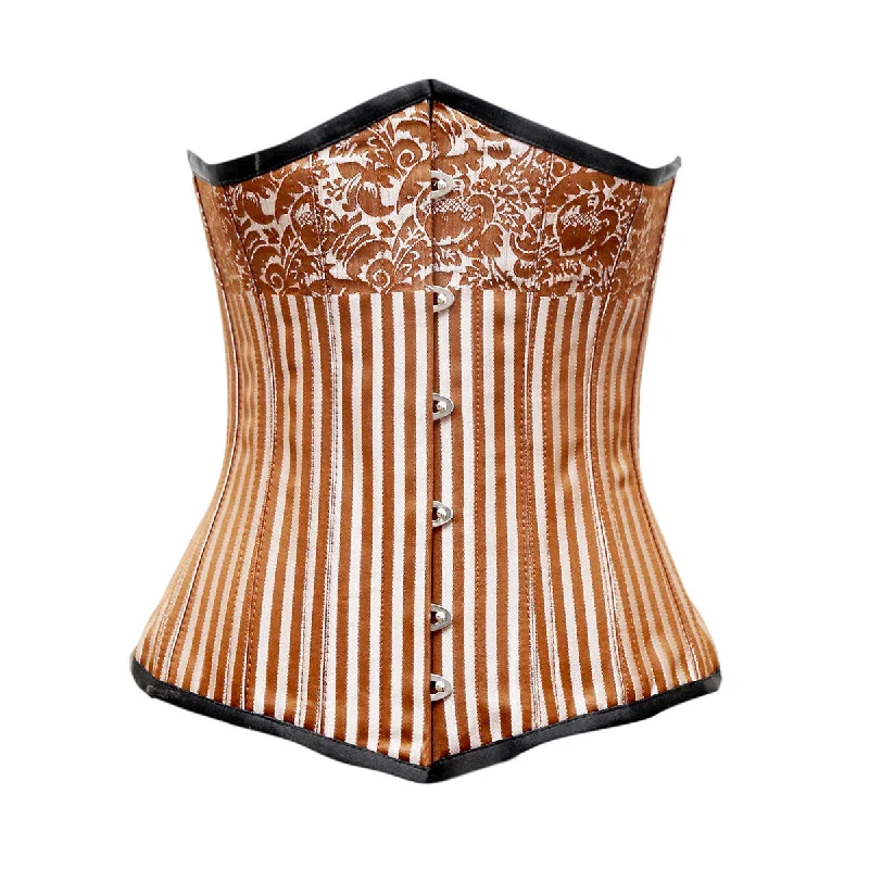 Adjustable - strap bustiers for a customized fitTocci Brown Silver Brocade Underbust Corset