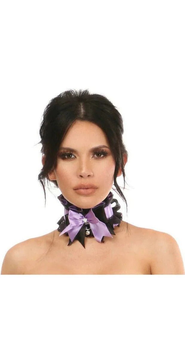 Elven Cosplay Lingerie for WomenSexy Lavender on Black Lace Costume Choker