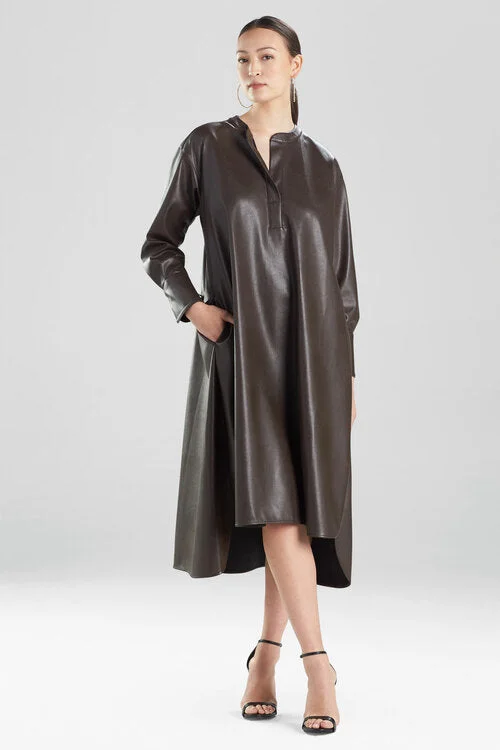 Peplum - hemmed sexy dresses for a retro touchFaux Lambskin Shirtdress
