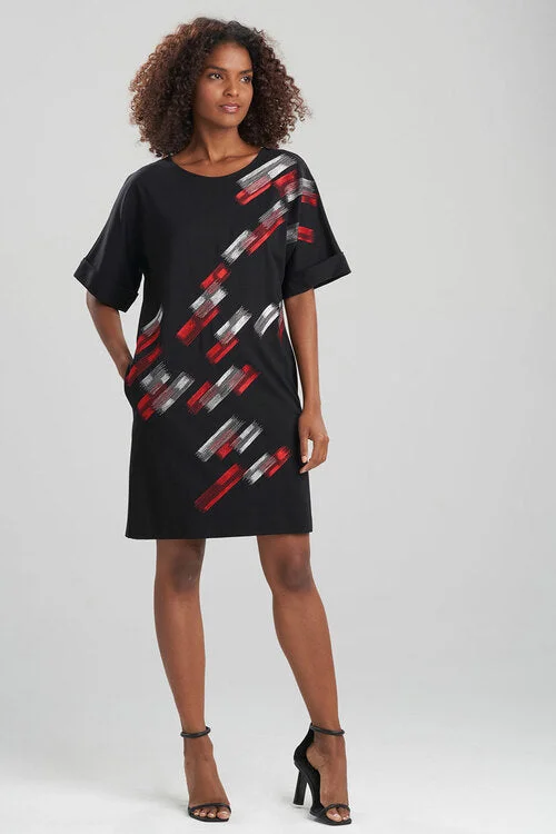 Embroidered sexy dresses for a decorative touchLight Weight Ponte Brushstroke Embroidered T-Shirt Dress