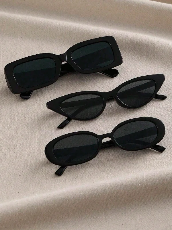 Affordable Lingerie for Women 3 Pairs European And American Style Fashionable And Unique Square/ Triangle Shaped Sunglasses