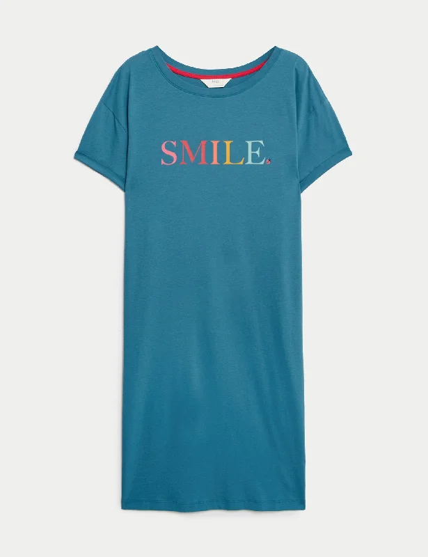 Pink sexy dresses for a sweet and feminine lookPure Cotton Smile Slogan Nightdress