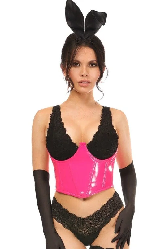 Sexy Nurse Cosplay Lingerie Outfit4 Piece Pink PVC Bunny Corset Costume