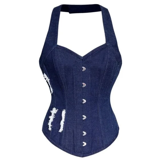 Cotton - blend bustiers for breathabilityCummins Denim Halter Neck Corset