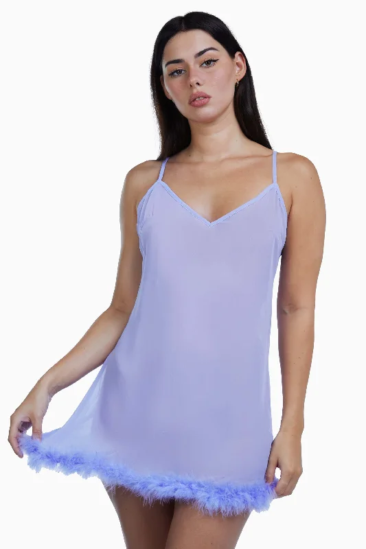 White sexy dresses for a pure and innocent charmBettie Page Lilac Chiffon Feather Babydoll Dress