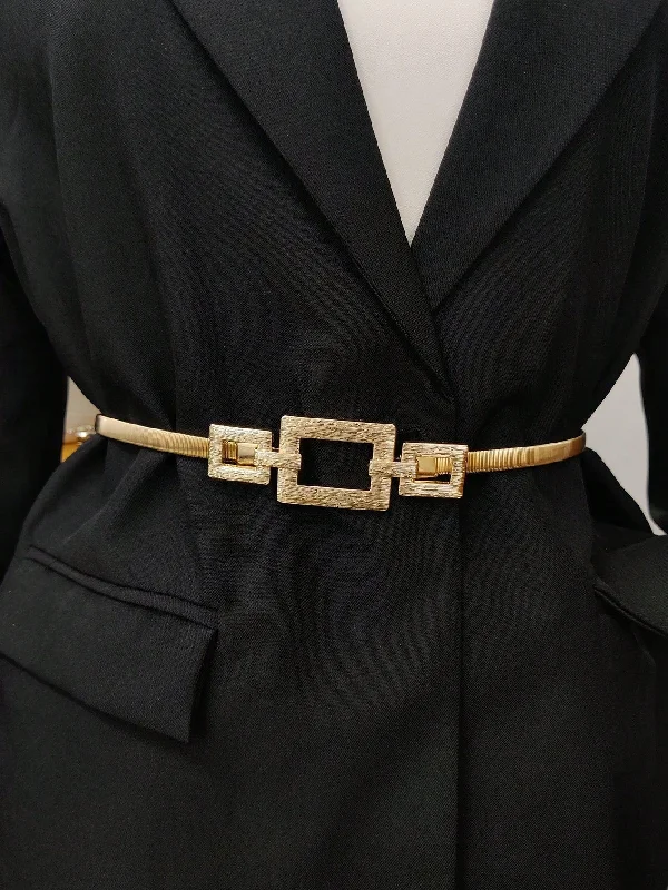 Lace - covered sexy dresses for a feminine allureParty 1pc Gold-Color Elastic Metal Waist Chain Belt For Women's Dresses, Coats, Suitable For Daily Use