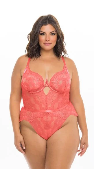 Designer Lingerie Sets for Women Plus Size Aura Peach Teddy