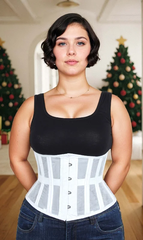 Polka - dot bustiers for a fun and retro appearanceUnderbust White Mesh Standard Corset