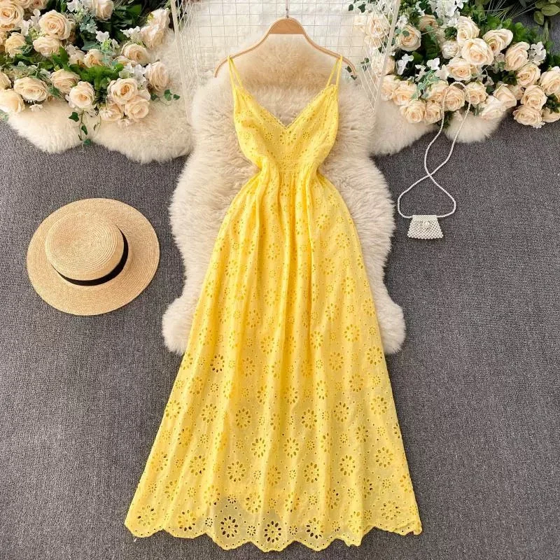 Sexy New Year's Eve dresses for a glamorous countdownJoey Cotton Eyelet Midi Dress In Yellow