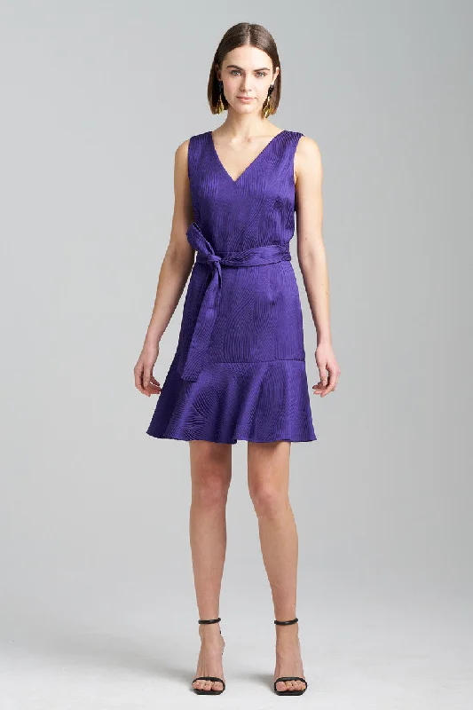 Embroidered sexy dresses for a decorative touchScroll Jacquard Ruffle Dress