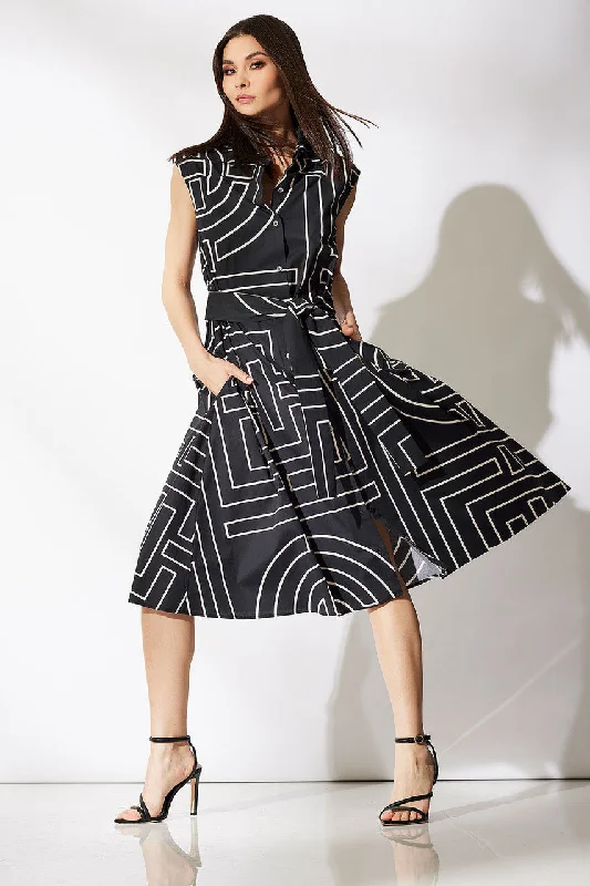 Peplum - hemmed sexy dresses for a retro touchInfinity Printed Cotton Poplin Trapeze Shirtdress Peplum - hemmed sexy dresses for a retro touchInfinity Printed Cotton Poplin Trapeze Shirtdress