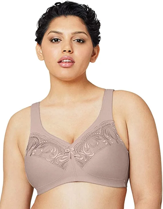 Elegant French Lace Lingerie for WomenGlamorise 1016, Magic Lift Embroidered Full Figure Wireless Bra Elegant French Lace Lingerie for WomenGlamorise 1016, Magic Lift Embroidered Full Figure Wireless Bra