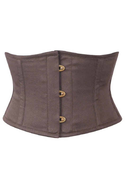 Steampunk - themed bustiers with brass accentsBrown Corset Waist Shaper in 100% Cotton