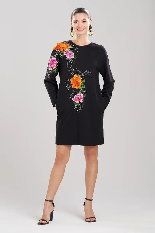 Beaded sexy dresses for added sparkleLight Weight Ponte Embroidered Shift Dress