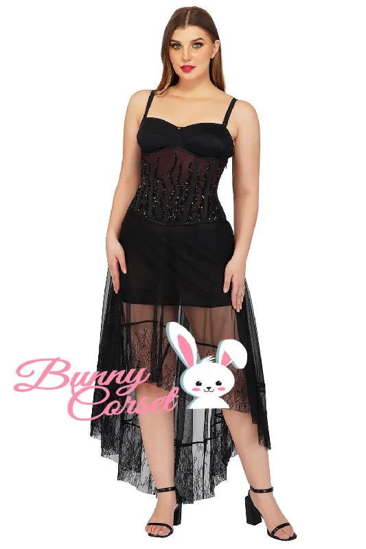 Retro - 1950s corsets with a cinched waistOphelia Wine Ombre Sequin Corset