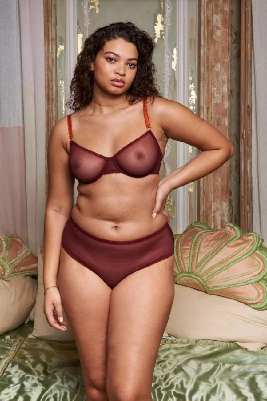 Luxury Lingerie for Special OccasionsRumi Clean Tulle High Waist Knicker | Mahogany