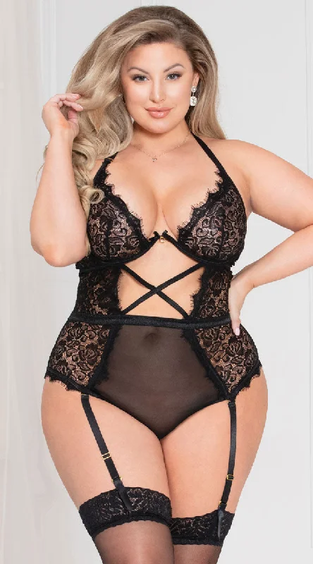 Luxury Lingerie for Special Occasions Plus Size Jessa Cross Me Teddy-DROPPED STYLE
