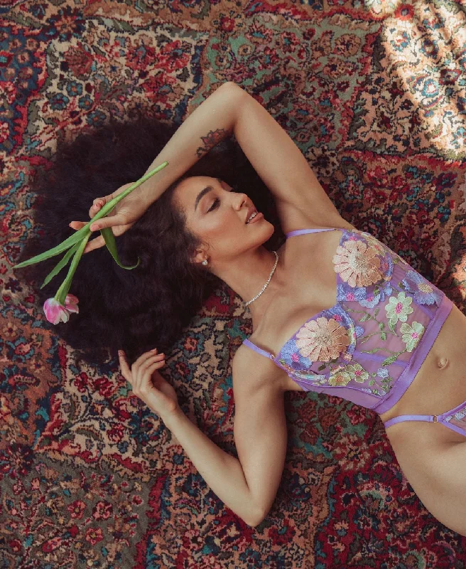 Minimalist Lingerie Styles for WomenKILO BRAVA BUSTIER: PASTEL PURPLE 3D FLORAL