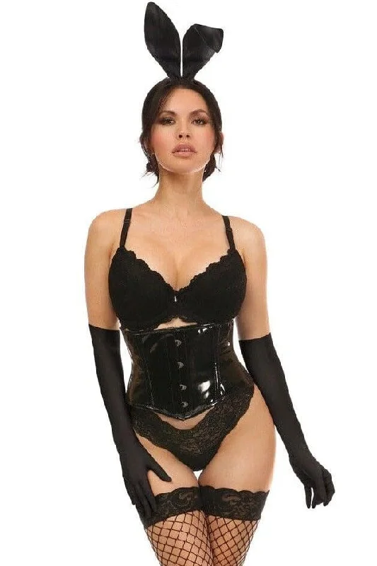 Women's Historical Cosplay Lingerie Set4 Piece Black PVC Bunny Corset Costume