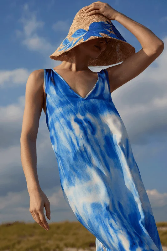 Pink sexy dresses for a sweet and feminine lookSantorini Printed Cotton Silk Trapeze Tank Dress